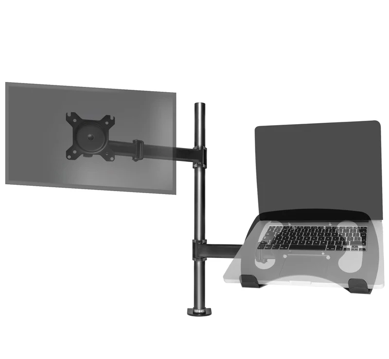 Duronic DM25L1X1 Support de Moniteur et Support d'Ordinateur Portable PC à Pince pour Bureau | Rotatif/Inclinable/Pivotable | Compatibilité Universelle avec Moniteur d'Ordinateur VESA 75/100