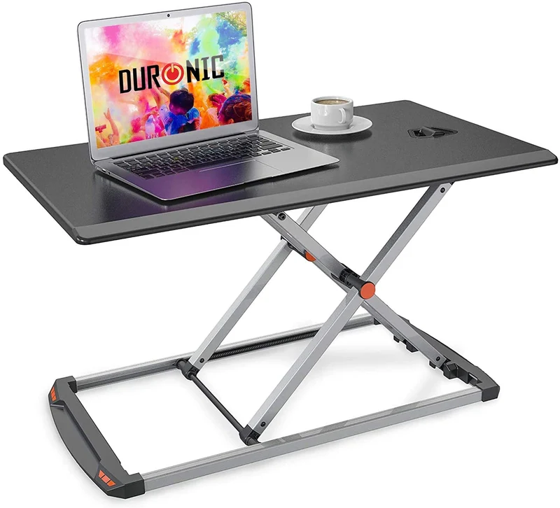 Duronic DM05D11 BK Poste / station de travail assis debout pour écran / clavier / souris noir | Manuel | Hauteur ajustable 6 – 40 cm | 74 x 43 cm | Acier | Espace de travail ergonomique