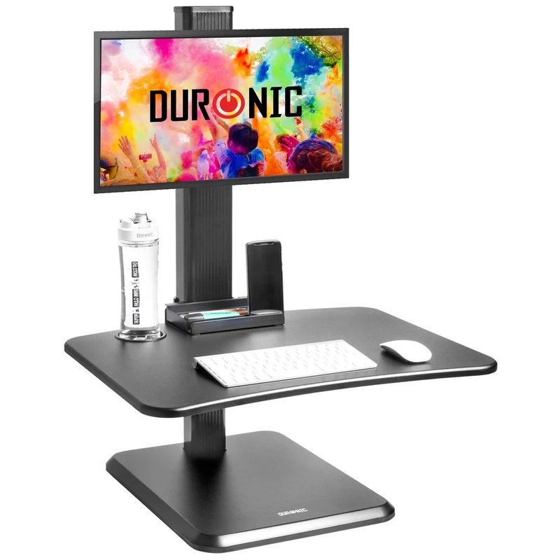 Duronic DM05D14 Poste/Station de Travail Assis-Debout de 65 cm pour écran/Clavier/Souris/avec Support d'écran incorporé - Hauteur Ajustable pour Travailler Assis et Debout