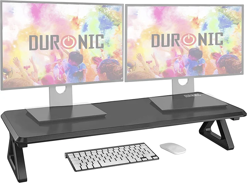 Duronic DM06-2 BK Support pour deux moniteurs en MDF 82 x 30 cm Rehausseur d’écran d’ordinateur portable LCD LED TV Pour 1 ou 2 écrans de 13,5cm Espace de travail ergonomique avec rangement