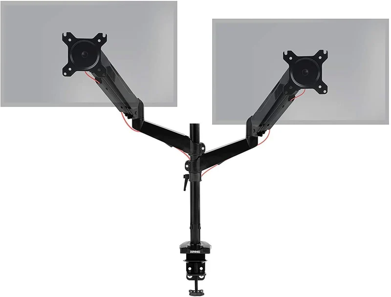 Duronic DMG52 Support Double 2 écrans PC à Pince pour Bureau | Mécanisme à gaz | Ajustement à la volée | Hauteur Ajustable | Rotatif / Inclinable / Pivotable | Compatibilité avec moniteurs VESA 75/100