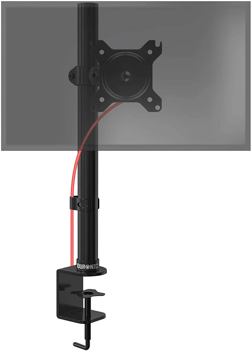 Duronic DM151X1 Support d’écran de PC à Pince pour Bureau – Hauteur Ajustable – Rotatif/Inclinable/Pivotable – Compatibilité avec moniteurs VESA 75/100 – Passe-câbles Inclus – Acier