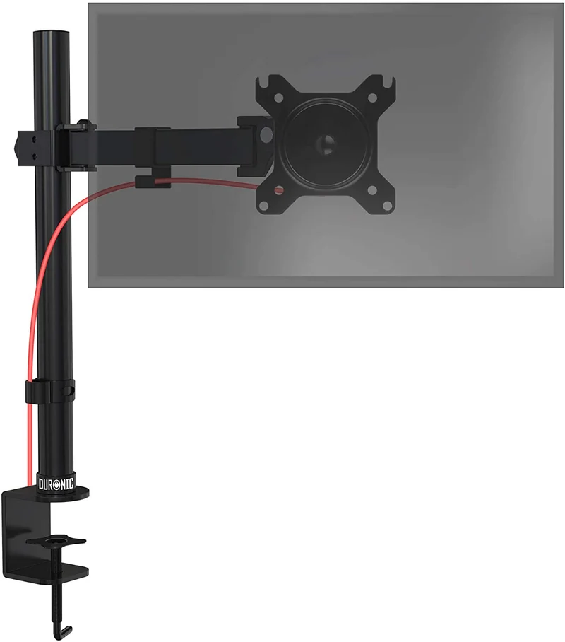 Duronic DM151X2 Support d’écran de PC à Pince pour Bureau | Hauteur Ajustable | Rotatif / Inclinable / Pivotable | Compatibilité avec Moniteurs VESA 75/100 | 1 Extension | Passes câbles inclus