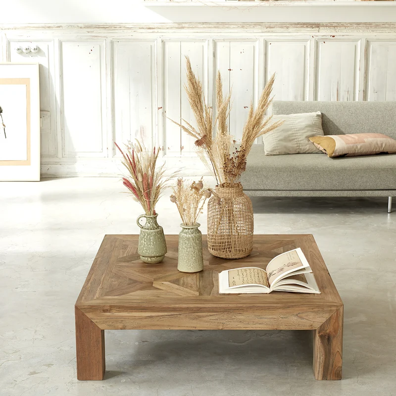 Table basse en teck massif recyclé 100 cm