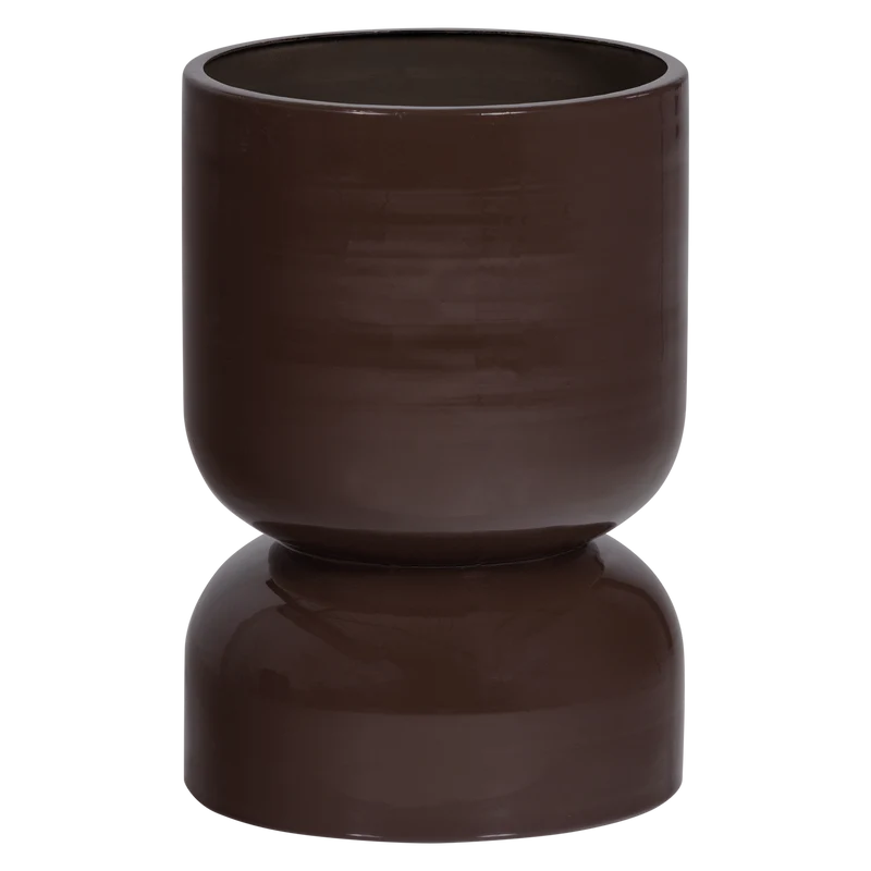 Toval plantenpot laag metaal hoogglans paars/bruin