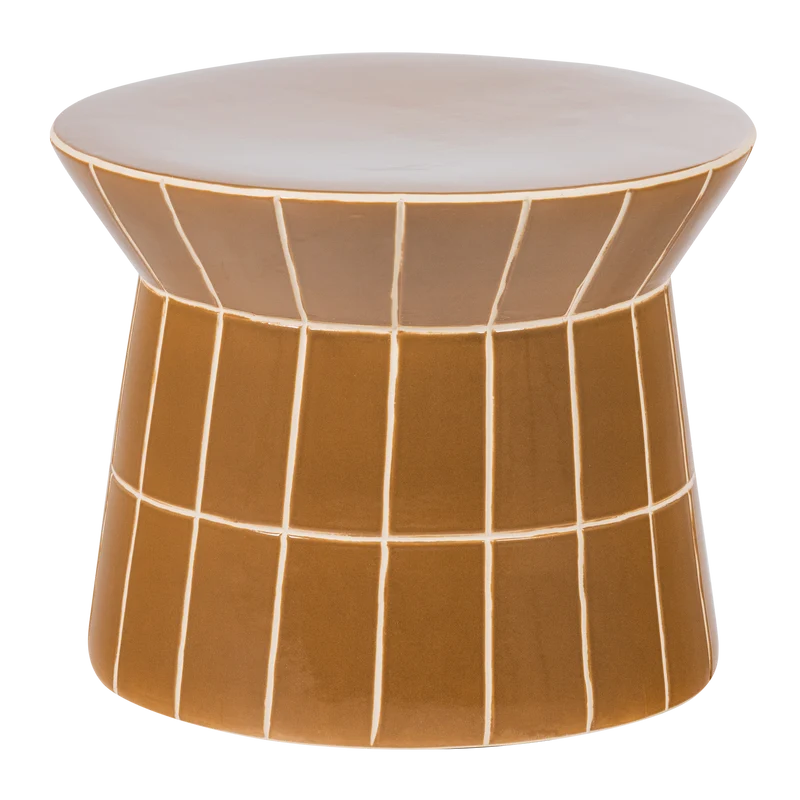 Plu decoratieve bijzettafel Ø38x30 cm keramiek honinggeel