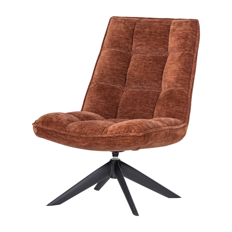 Jouke draaifauteuil chenille structuur roestbruin