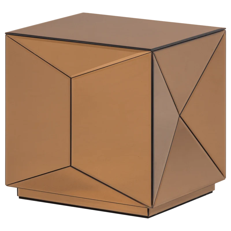 Glintz bijzettafel hout spiegelglas bruin
