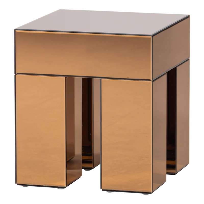 Mirrox bijzettafel hout spiegelglas bruin