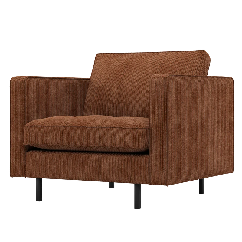 Rodeo classic fauteuil ribstof roestbruin