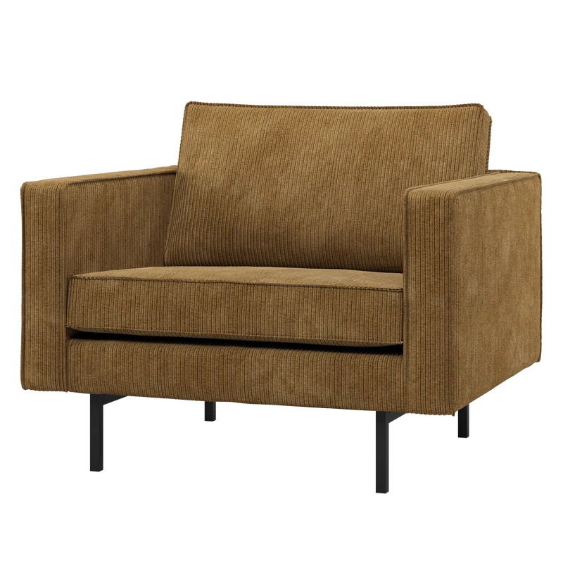 Rodeo fauteuil ribstof honinggeel