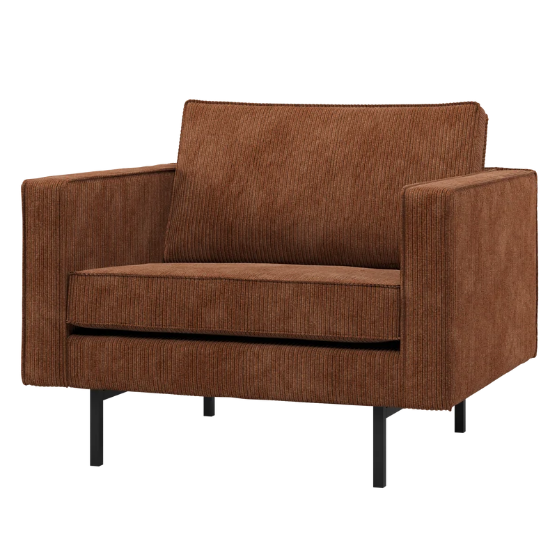 Rodeo fauteuil ribstof roestbruin