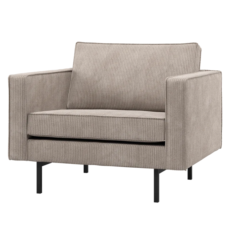 Rodeo fauteuil ribstof donkerzand