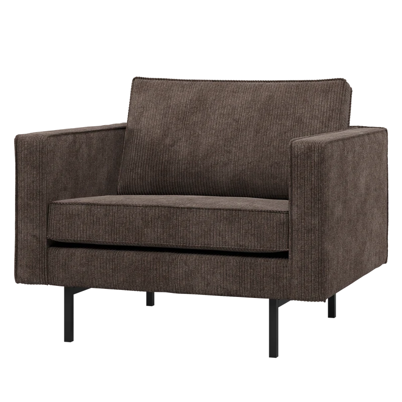 Rodeo fauteuil ribstof bruin