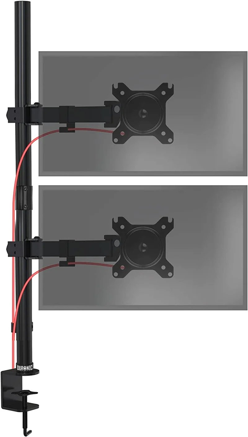 Duronic DMT152VX1 Bras pour Moniteurs d'Ordinateur | Support d'écrans PC double pour Bureau avec Potence de 100 cm | VESA 75 100 | Hauteur Ajustable | Rotatif Inclinable Pivotant avec Extension