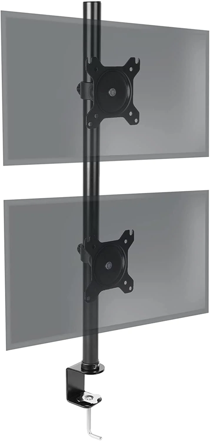 Duronic DM15V2 Bras pour 2 moniteurs d’ordinateur | Support double d’écran PC articulé ergonomique de bureau | VESA 75 100 | Hauteur Ajustable | Rotatif Inclinable Pivotant | Compatibilité universelle