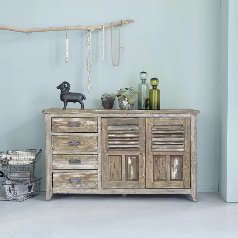 Commode en pin massif recyclé 140 cm