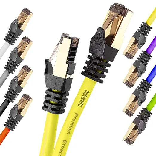 Duronic Câble Ethernet CAT8 YW 3M 2Ghz 2000MHz Vitesse 40Gbps S/FTP Câbles réseaux LAN internet network RJ45 blindés Haute Bande passante et transmission des données rapides Connecteurs or