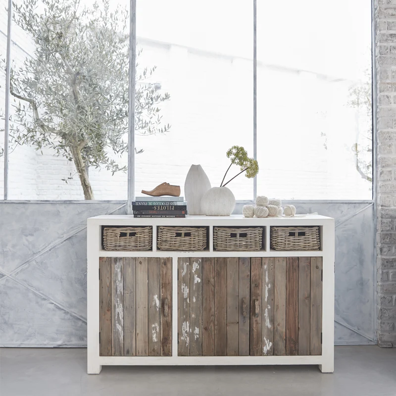 Buffet en bois recyclé massif 145 cm