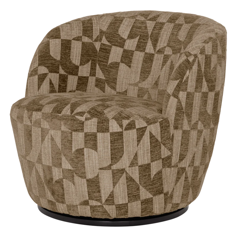 Serra draaifauteuil grafisch patroon olijfgroen