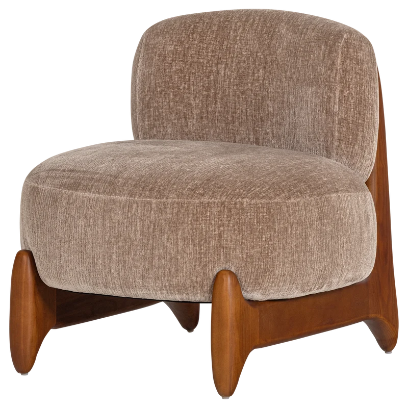 Runi fauteuil hout/velvet zand