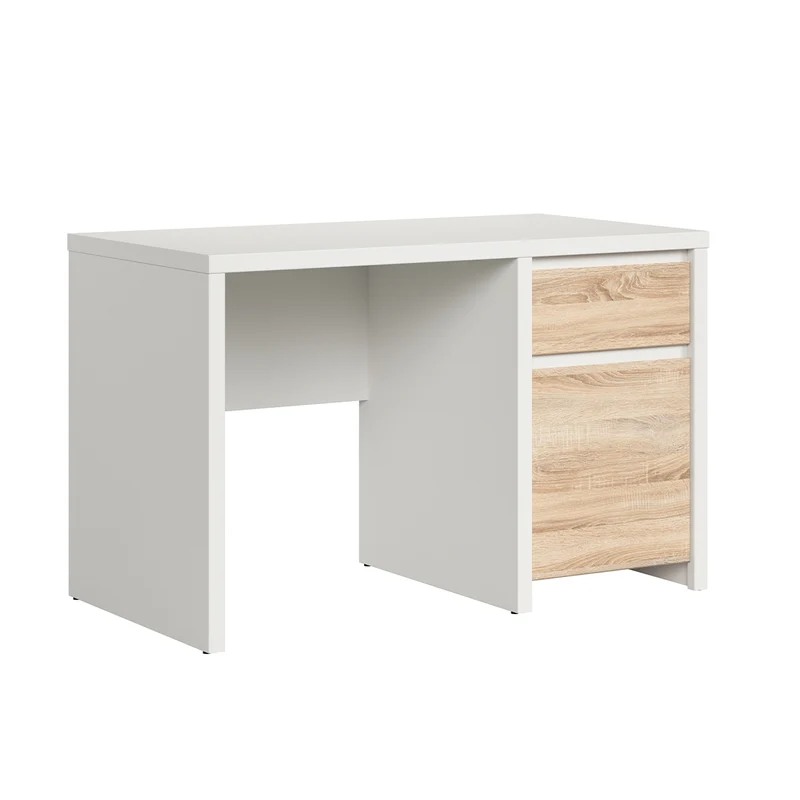 Bureau 1 porte 1 tiroir Soren Blanc et Bois