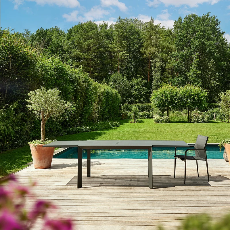 Table de jardin en aluminium extensible gris 6/10 pers.
