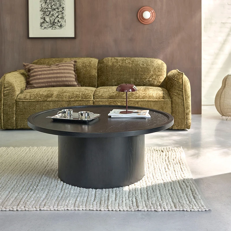 Table basse ronde en mindi massif noir ø 100 cm