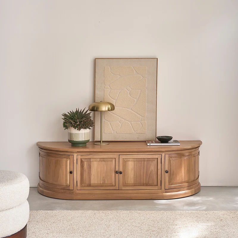 Meuble TV en bois de teck 160 cm