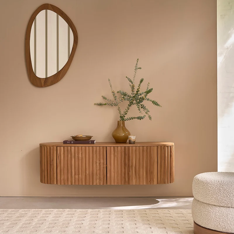 Meuble TV suspendu en bois de teck 140 cm