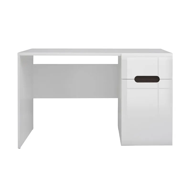 Bureau 1 tiroir 1 porte Darrel Blanc laqué et Bois