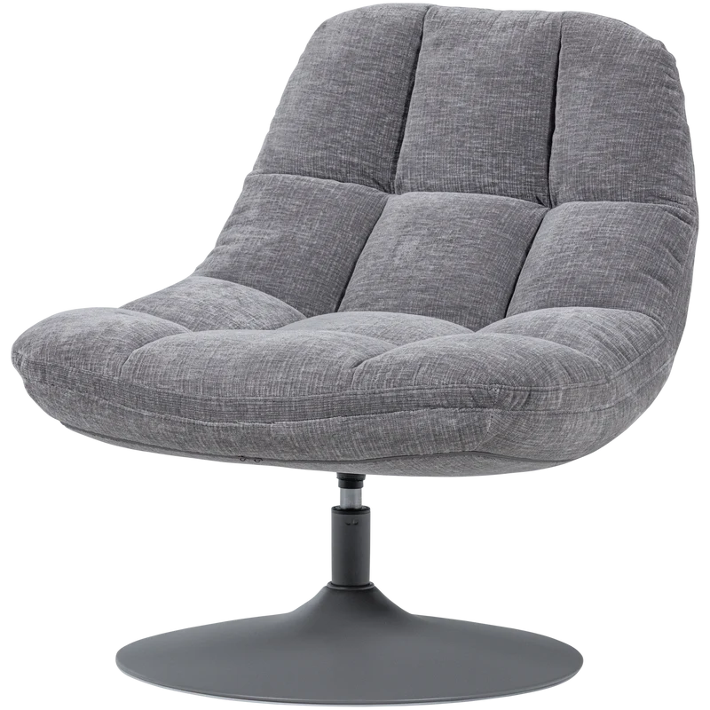Elvi draaifauteuil chenille structuur lichtgrijs
