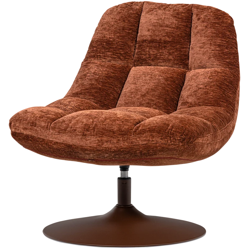 Elvi draaifauteuil chenille structuur roestbruin