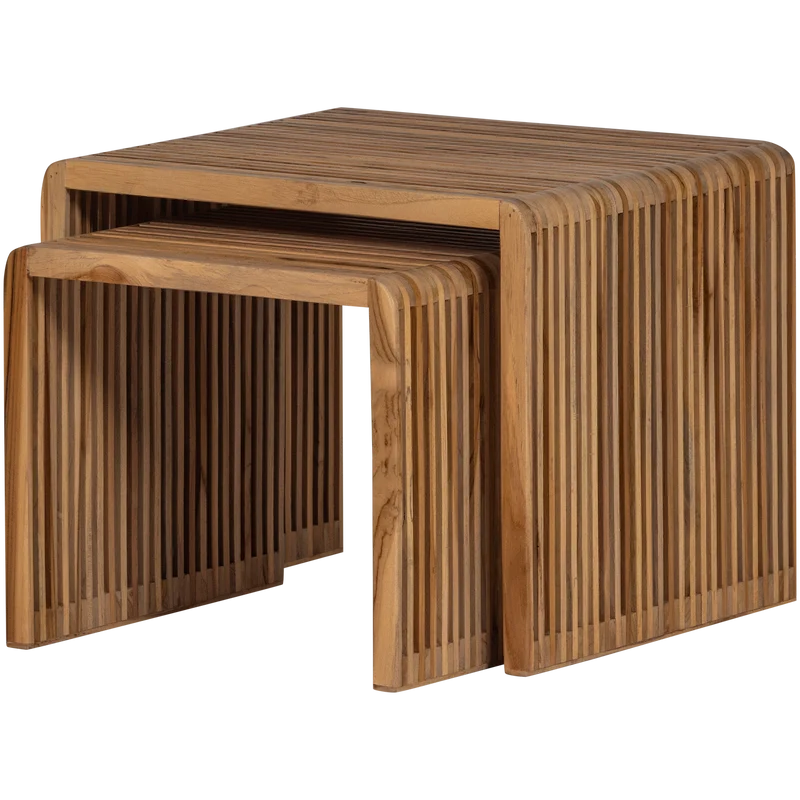 Jasmijn bijzettafel recycled teak naturel - set van 2
