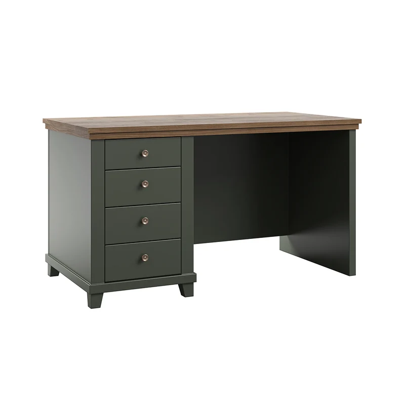 Bureau 4 tiroirs Martin Vert et Bois