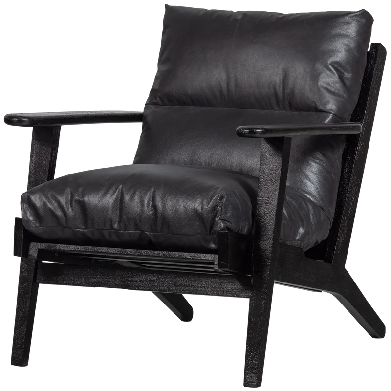 Houston fauteuil echt leer zwart