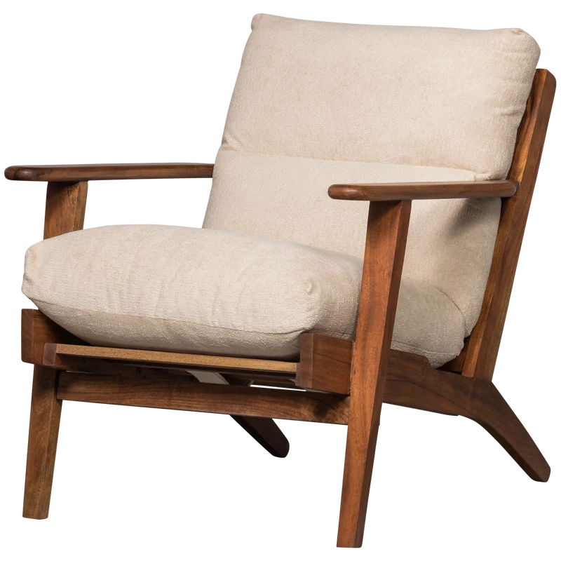 Houston fauteuil bouclé/hout naturel
