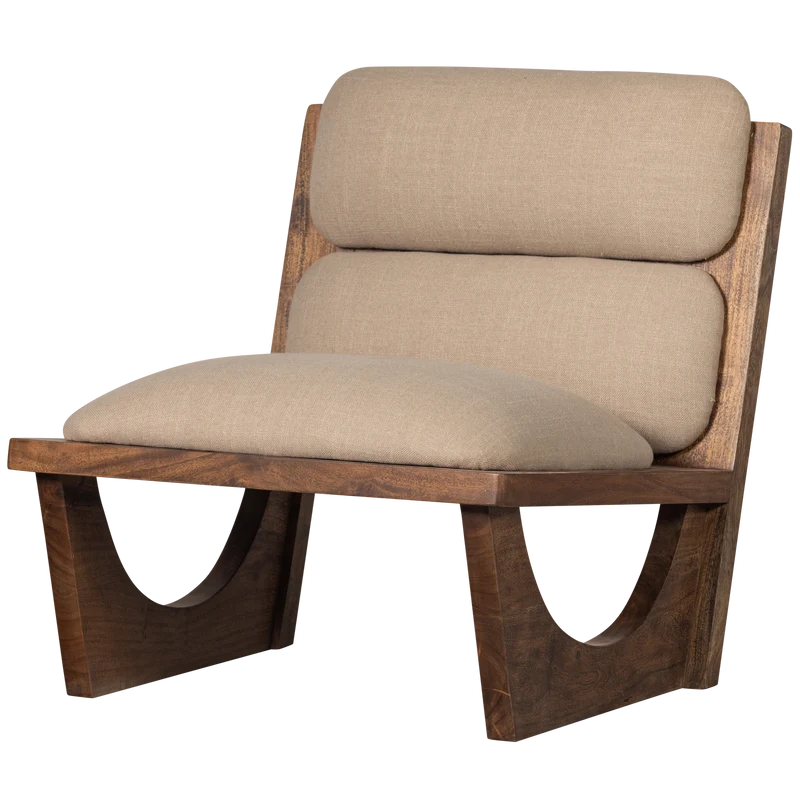 Opulent fauteuil bouclé/hout naturel
