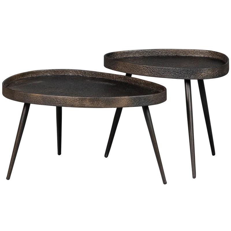 Set v 2 - Crude bijzettafels antique brons