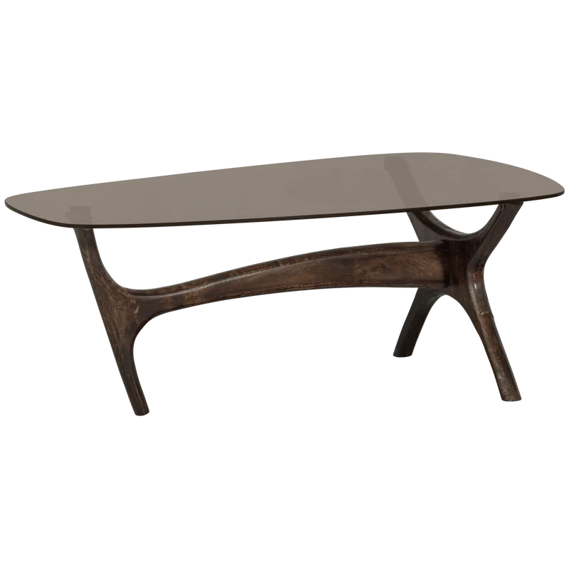 Flash salontafel mango hout/glass walnoot