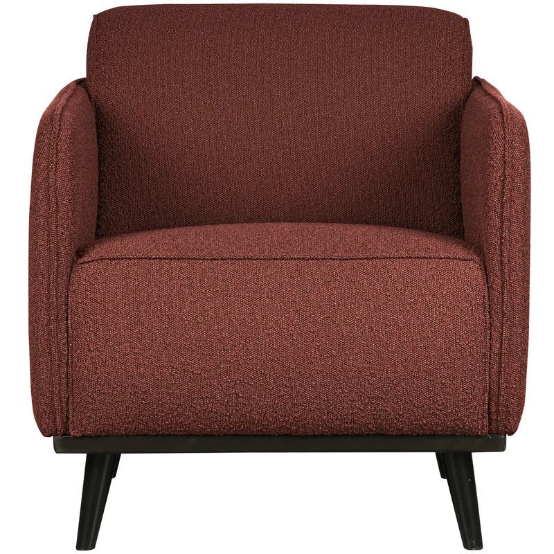 Statement fauteuil met arm bouclé kastanje