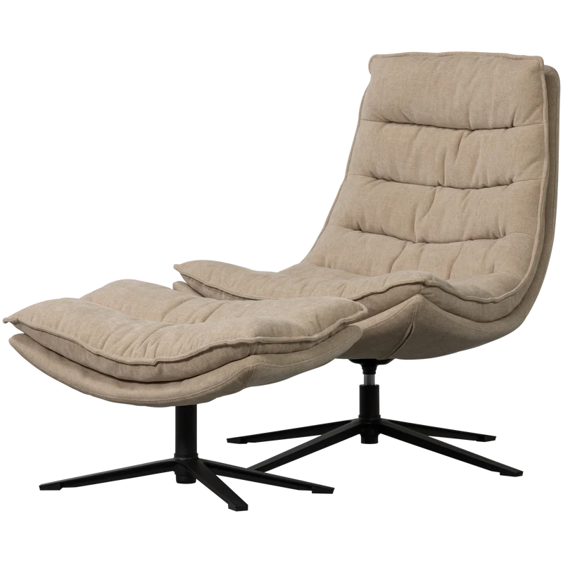 Kube draaifauteuil met hocker naturel