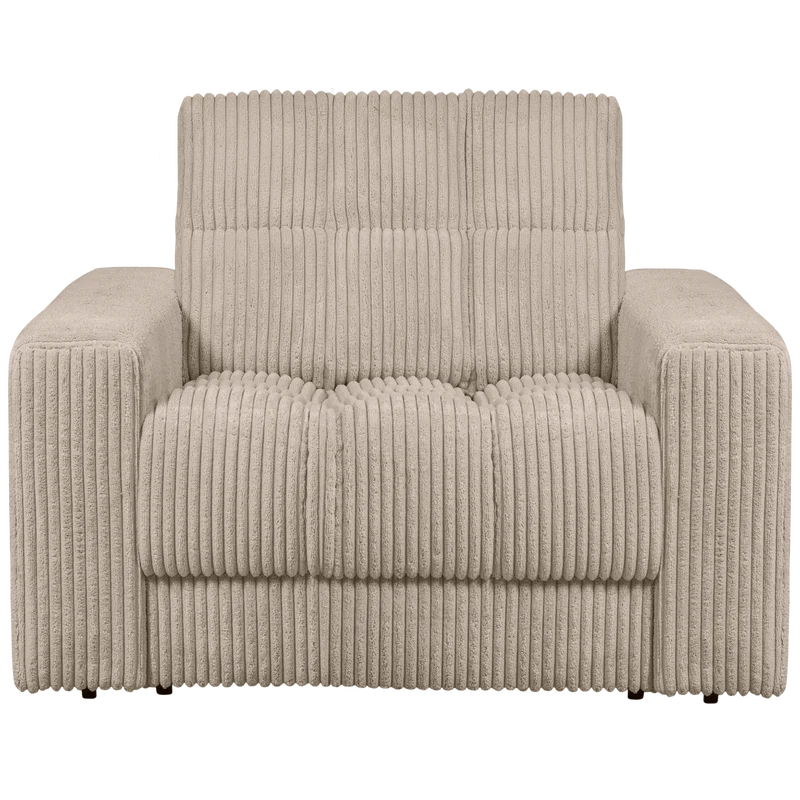 Second Date fauteuil ribstof travertin