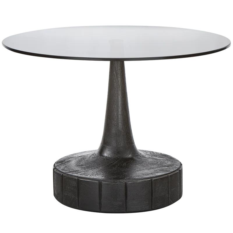 Soya bijzettafel mango hout/glas zwart