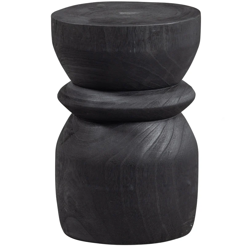 Bikkel kruk hout zwart 40xø28 cm