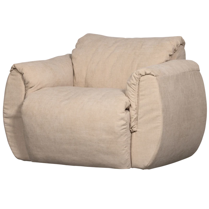 Baggy draaifauteuil geweven chenille zand