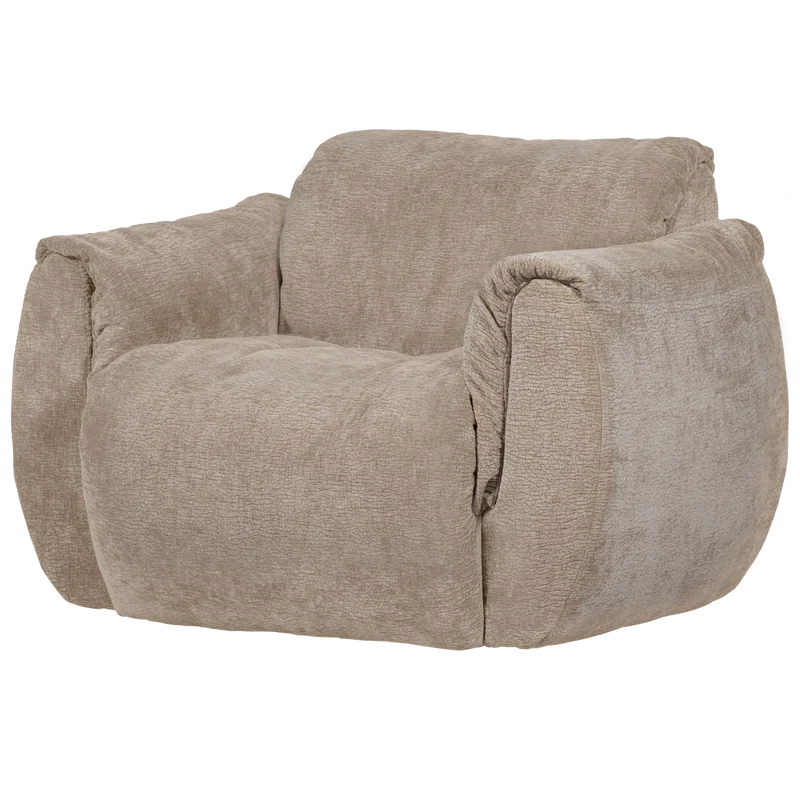 Baggy draaifauteuil 3D chenille zand