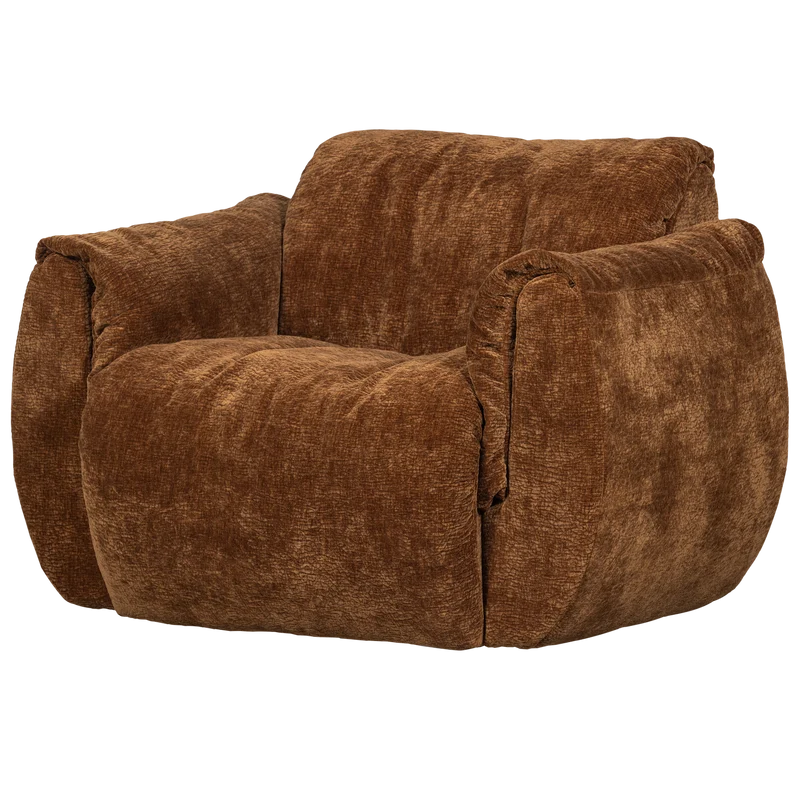 Baggy draaifauteuil 3D chenille middenbruin