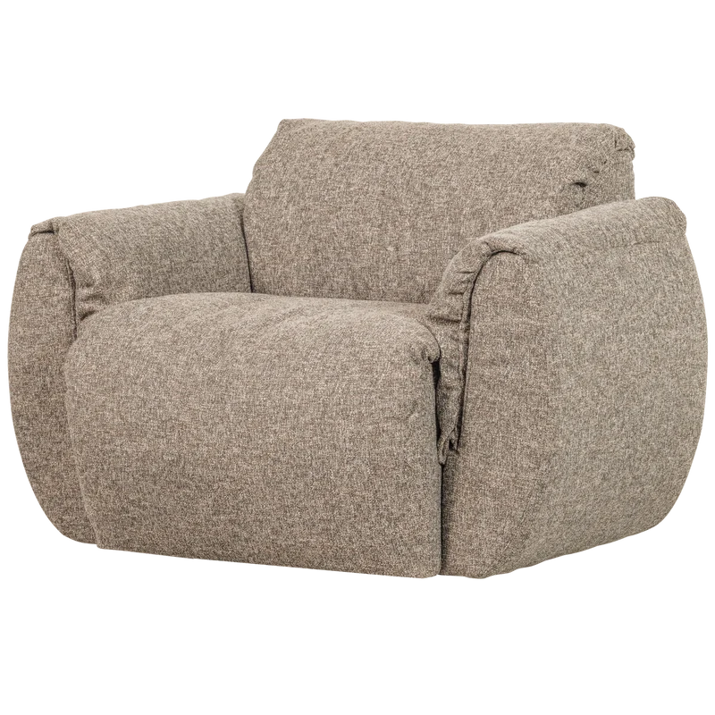 Baggy draaifauteuil geweven stof bruin melange