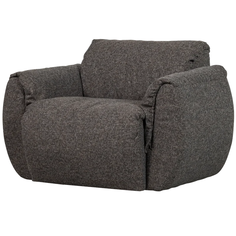 Baggy draaifauteuil geweven stof warmgrijs melange